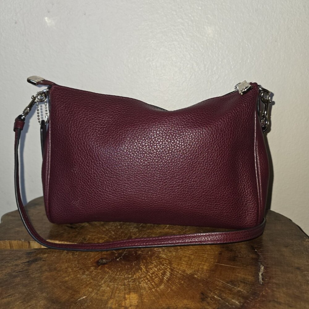Pebbled Faux Chain Crossbody Shoulder Bag Fuchsia Bordeaux - Picture 14 of 16